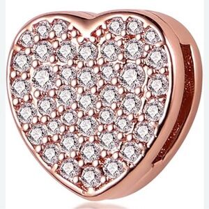Pandora Rose Gold Heart Charm with Clear Stones